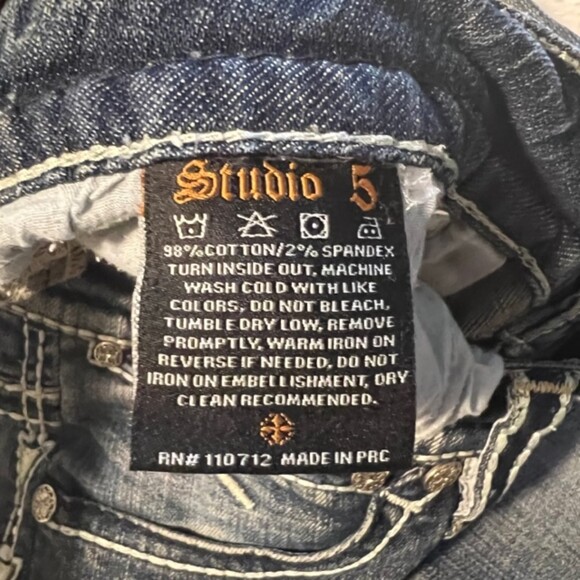 Studio 5 Womens Blue Straight Leg Mid Rise Denim Jeans Cotton Blend Size W33 - Picture 6 of 9
